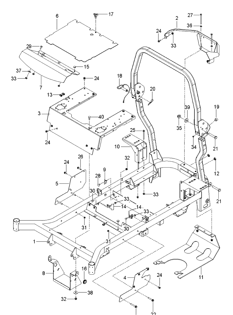 Frame Diagram and Parts List for M-ZT61BF (96717701001)(2015-06) Husqvarna Lawn Mower