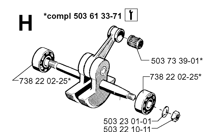 Crankshaft Diagram and Parts List for 272XP 19970100001-19994500000 Husqvarna Chainsaw