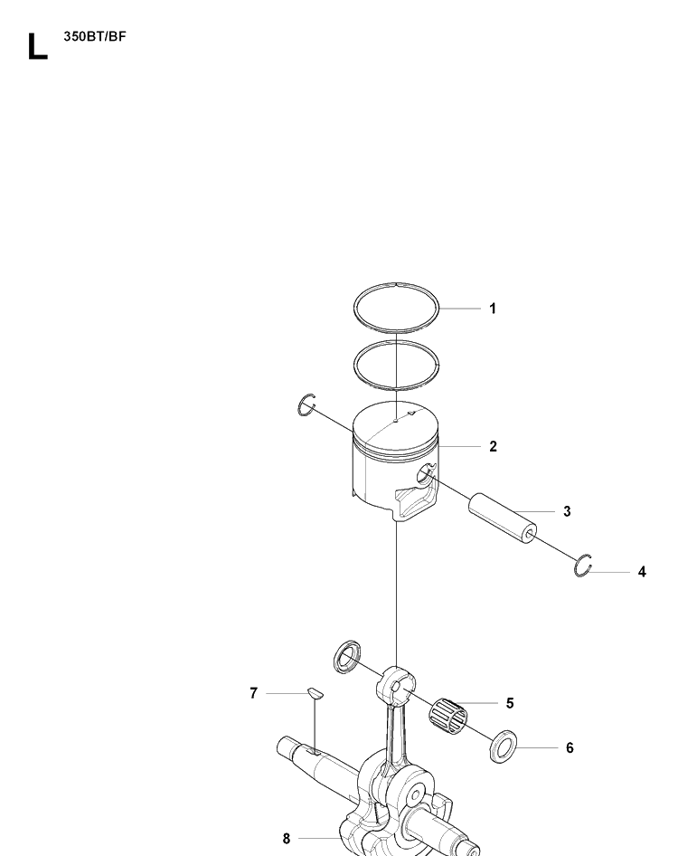 Crankshaft Diagram and Parts List for 350BT  Husqvarna Leaf Blower / Vacuum