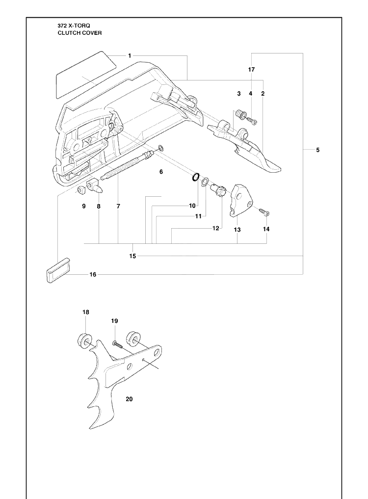 Clutch Cover 2 Diagram and Parts List for 372 (X-TORQ)(2010-04) Husqvarna Chainsaw