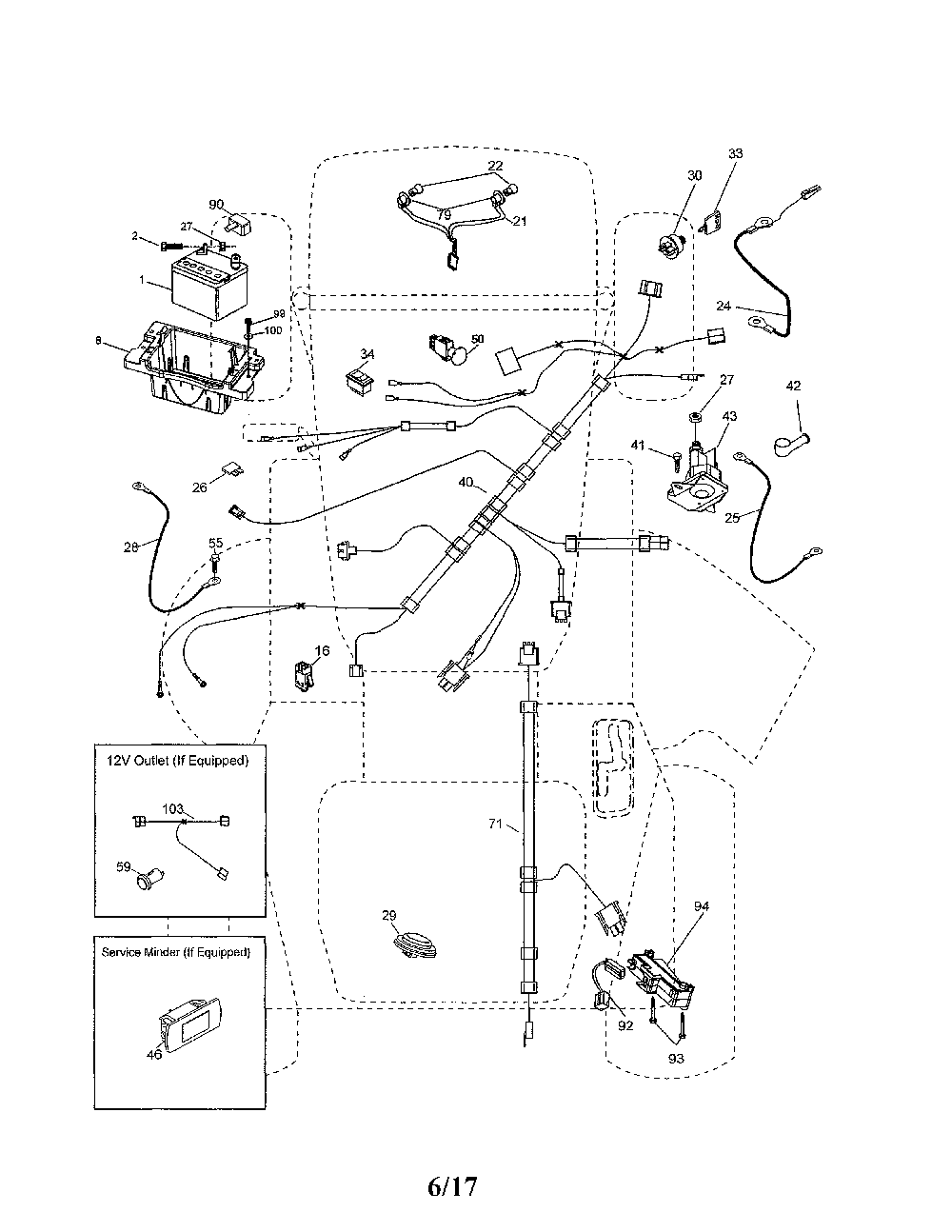 Electrical Diagram and Parts List for 96045004700  Husqvarna Lawn Tractor