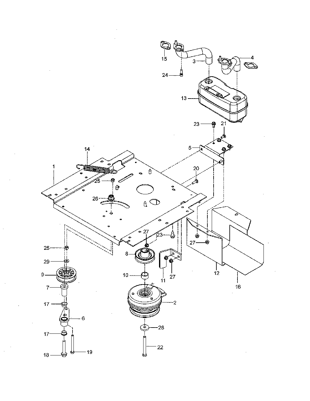 Engine mounting/guards/muffler Diagram and Parts List for Z246-967271401-00  Husqvarna Lawn Mower