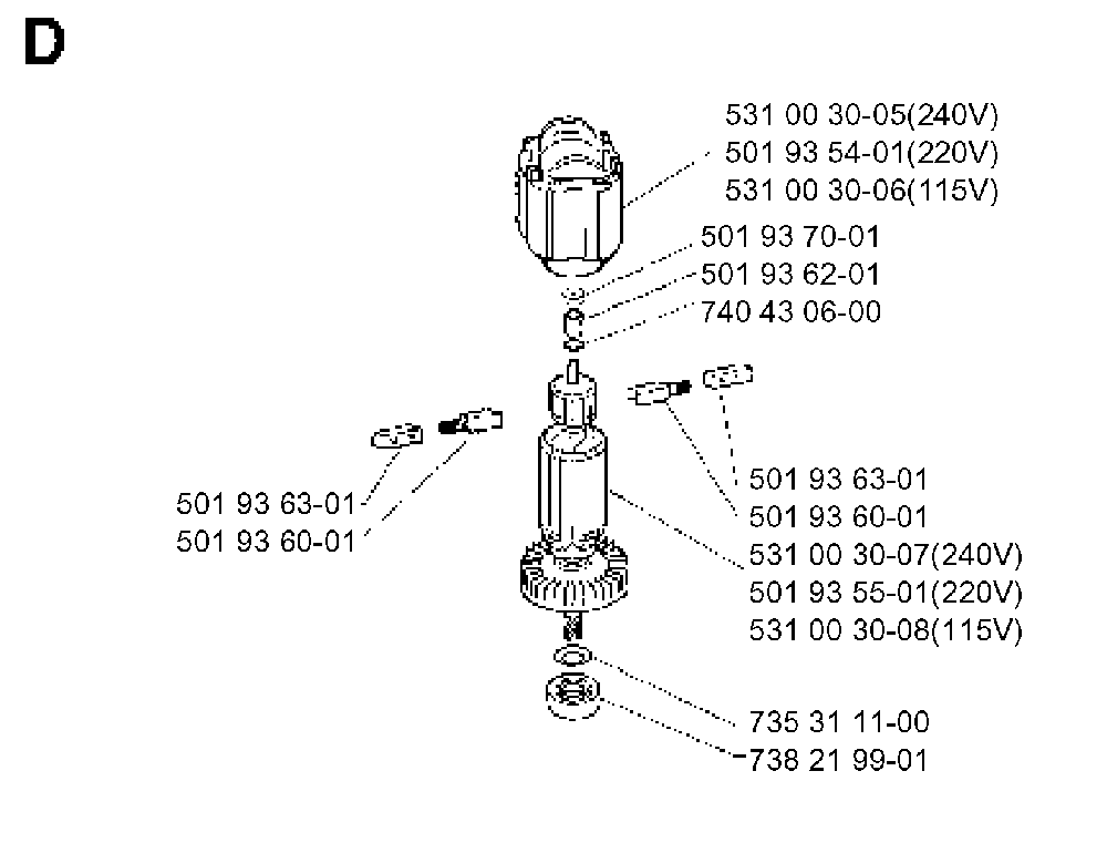 Motor Diagram and Parts List for 400H 1990-01 Husqvarna Trimmer