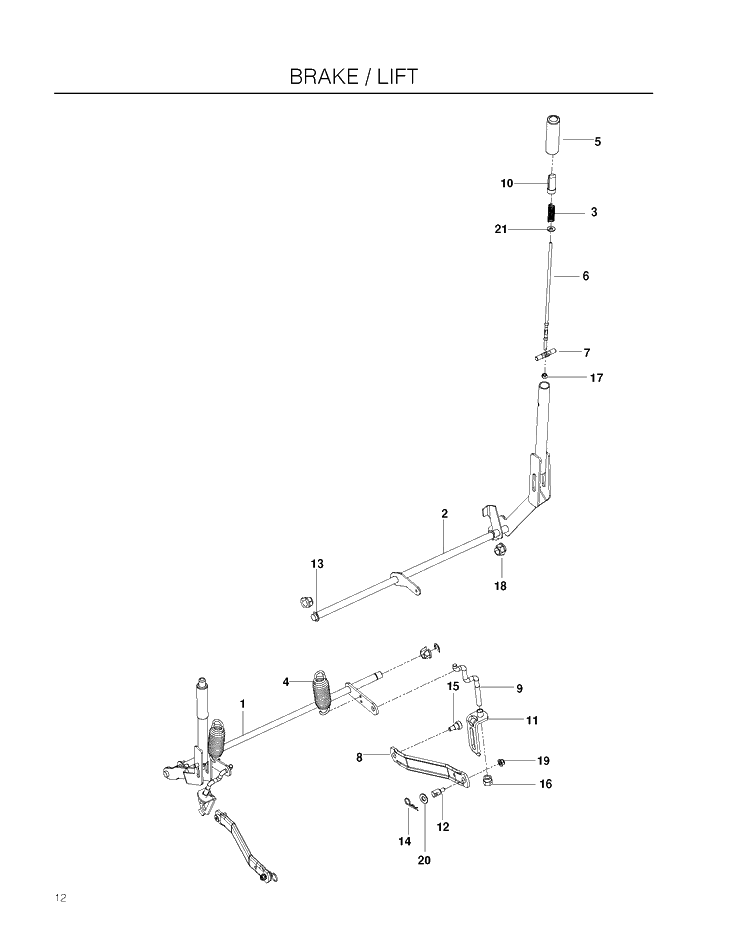 Brake / Rear Mower Lift Diagram and Parts List for RZ4623 (967009801)(2012-01) Husqvarna Lawn Mower