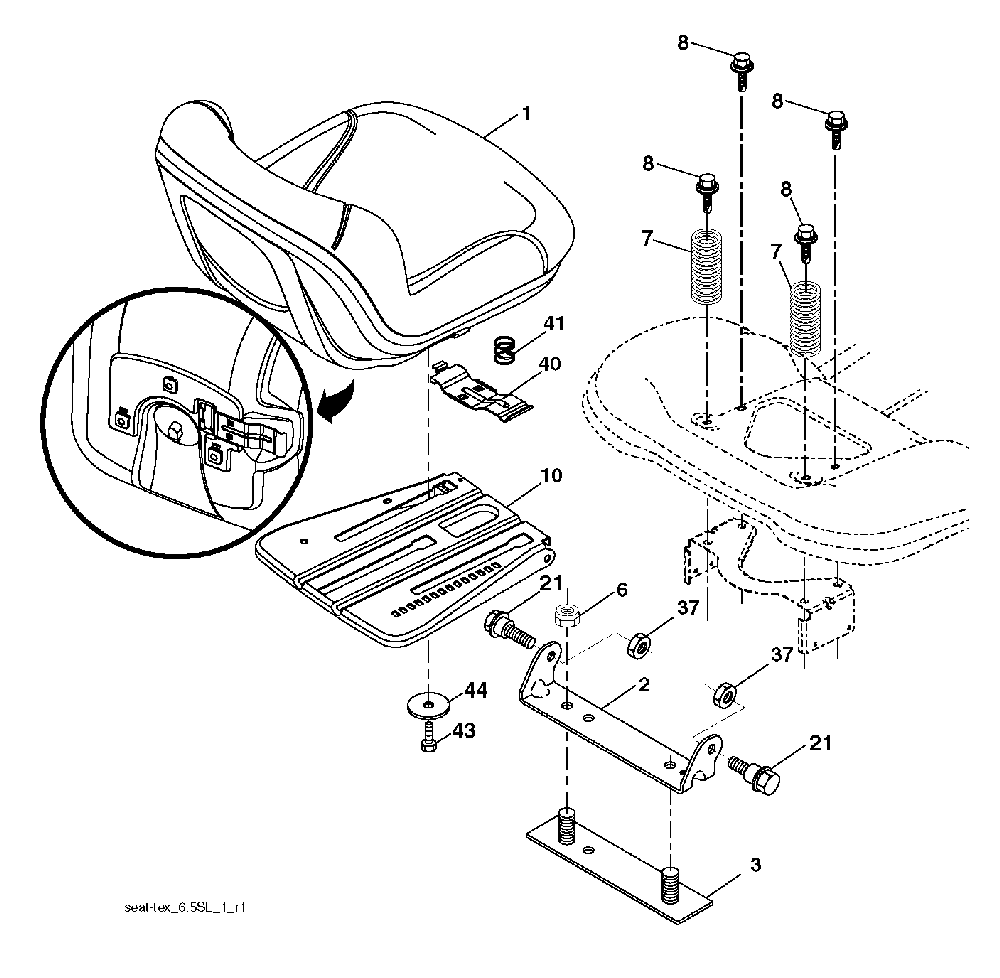 Seat Diagram and Parts List for LTH1742T (96041006703)(2010-01) Husqvarna Lawn Tractor