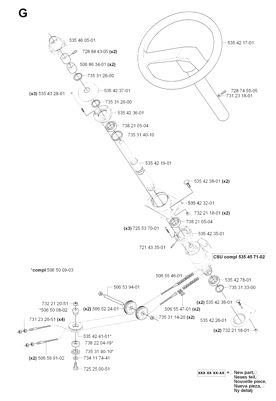 Steering Diagram and Parts List for R18PRO (953521901)(2007-03) Husqvarna Lawn Tractor