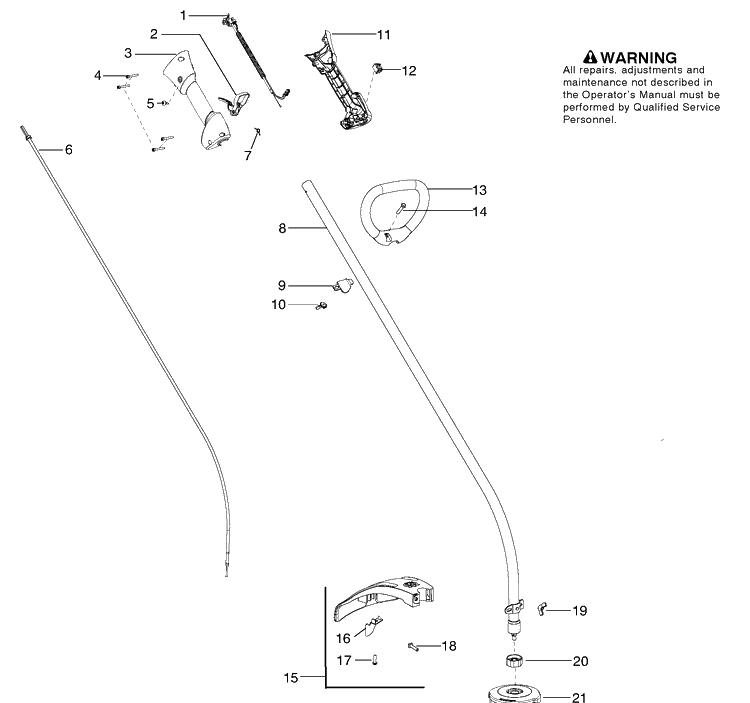 Shaft And Handle Diagram and Parts List for 128C 2010-03 Husqvarna Trimmer