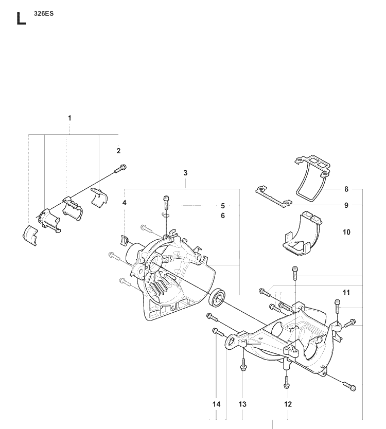 Crankcase Diagram and Parts List for 326ES  Husqvarna Edger