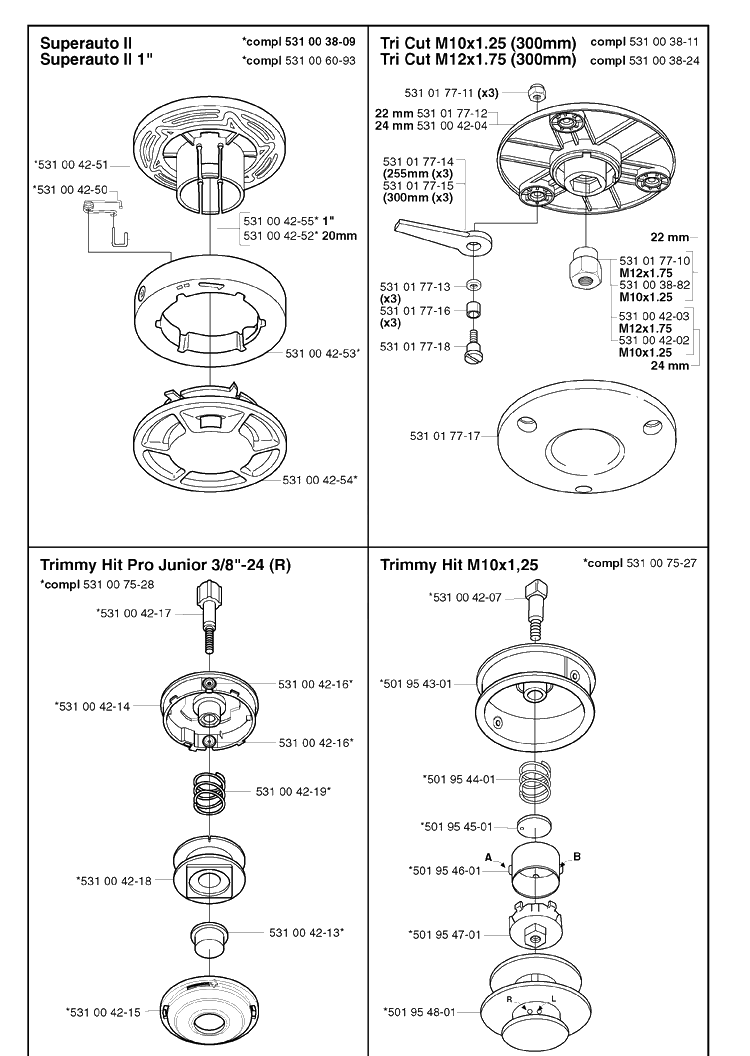 Trimmer Head 3 Diagram and Parts List for 20022200001-20031800000  Husqvarna Edger