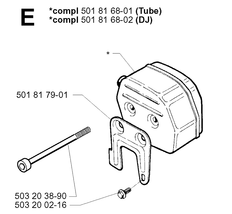 Muffler 2 Diagram and Parts List for 288 20014000001-Current Husqvarna Chainsaw