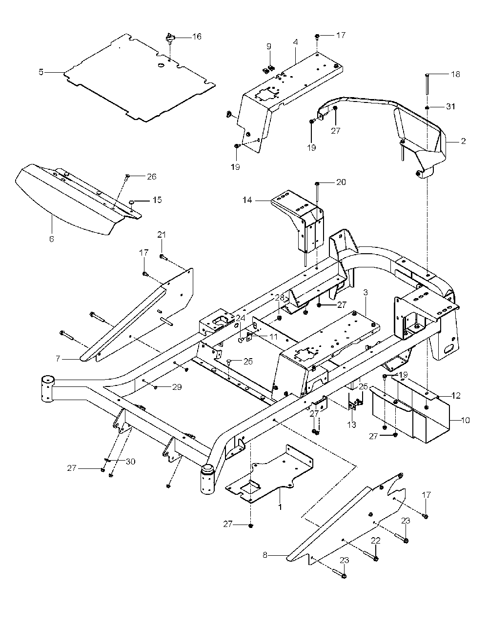 Frame Diagram and Parts List for MZ5226BF 966690503-00, 2012-07 Husqvarna Lawn Tractor