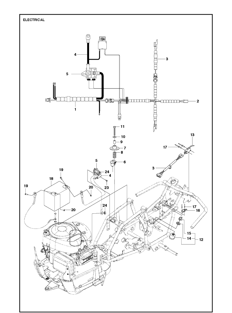 Electrical Diagram and Parts List for R112C5 (967178502)(2021-01) Husqvarna Lawn Mower