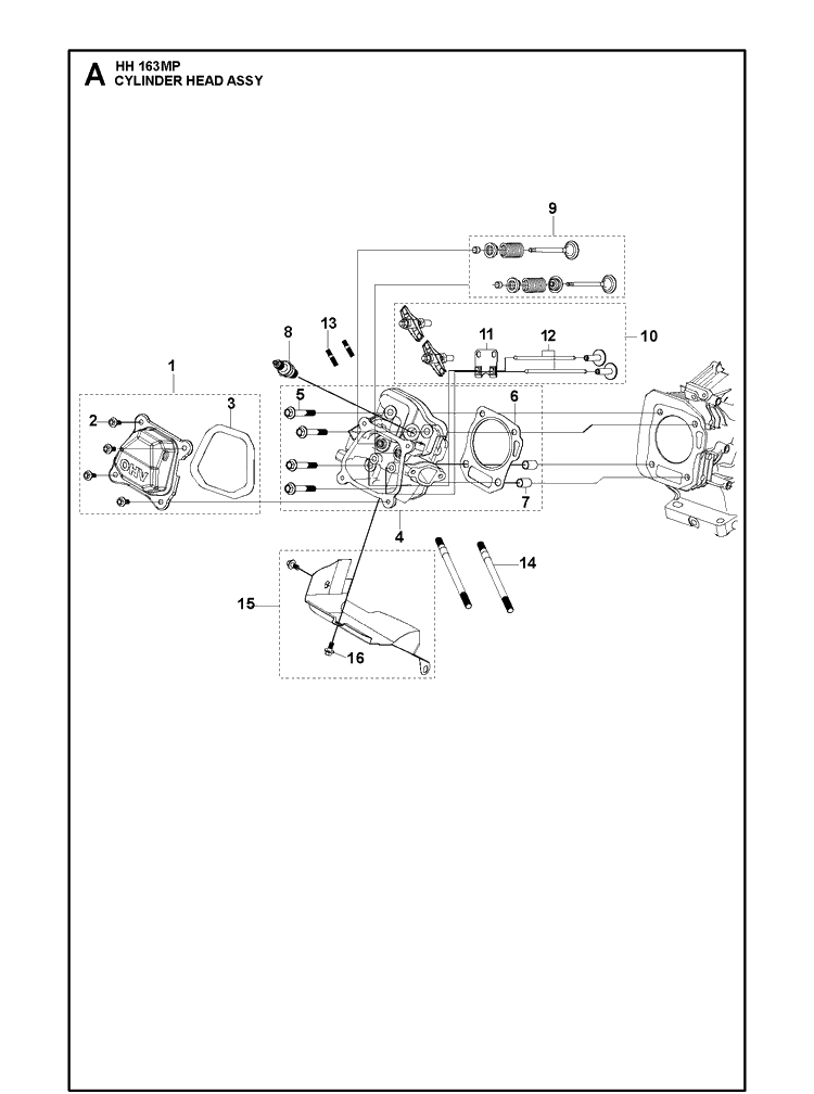 Cylinder Head Assy Diagram and Parts List for 970505201 2021-01 Husqvarna Engine
