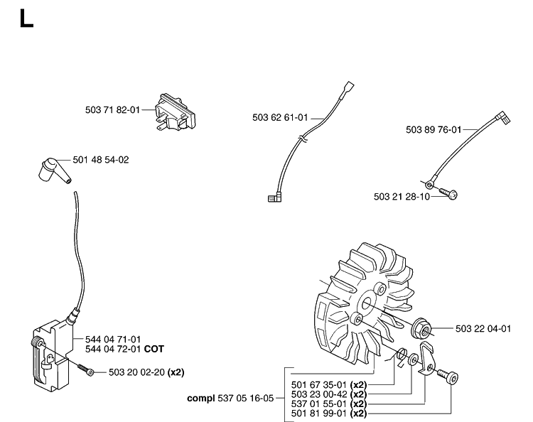 Ignition System Diagram and Parts List for 365 20070900001-20101800000 Husqvarna Chainsaw