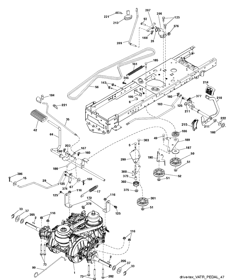 Drive Diagram and Parts List for YTA19K42 (96048006800)(2013-09) Husqvarna Lawn Tractor