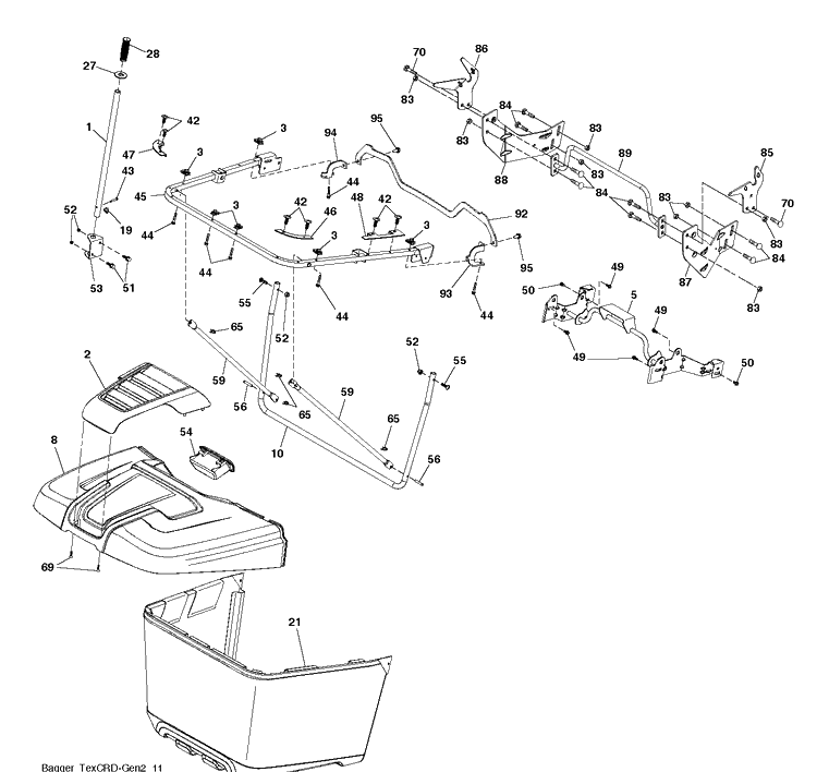Bagger Diagram and Parts List for TC342 (96051018600)(2018-09) Husqvarna Lawn Tractor