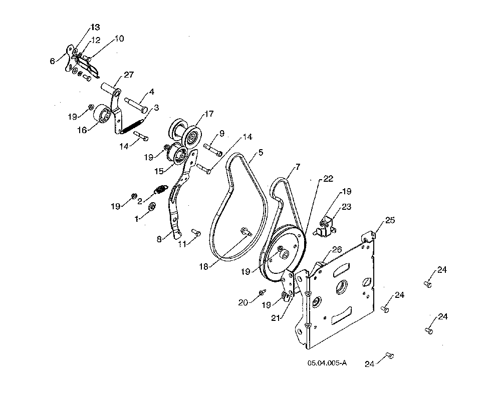 Pulleys/belts/arm idler Diagram and Parts List for 96193009705  Husqvarna Snow Blower