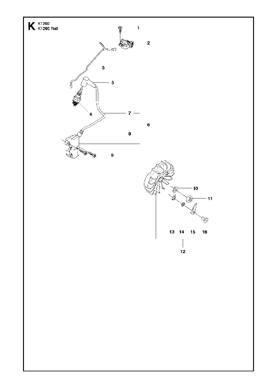 Ignition System Diagram and Parts List for K1260RAIL 2010-10 Husqvarna Circular Saw