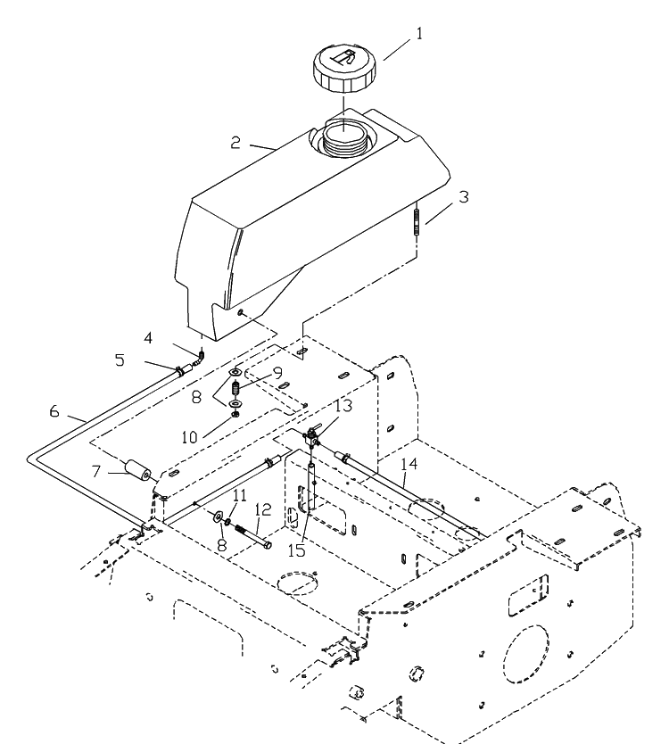 Fuel Assembly Diagram and Parts List for ZTH5221KA 2000-09 Husqvarna Lawn Mower