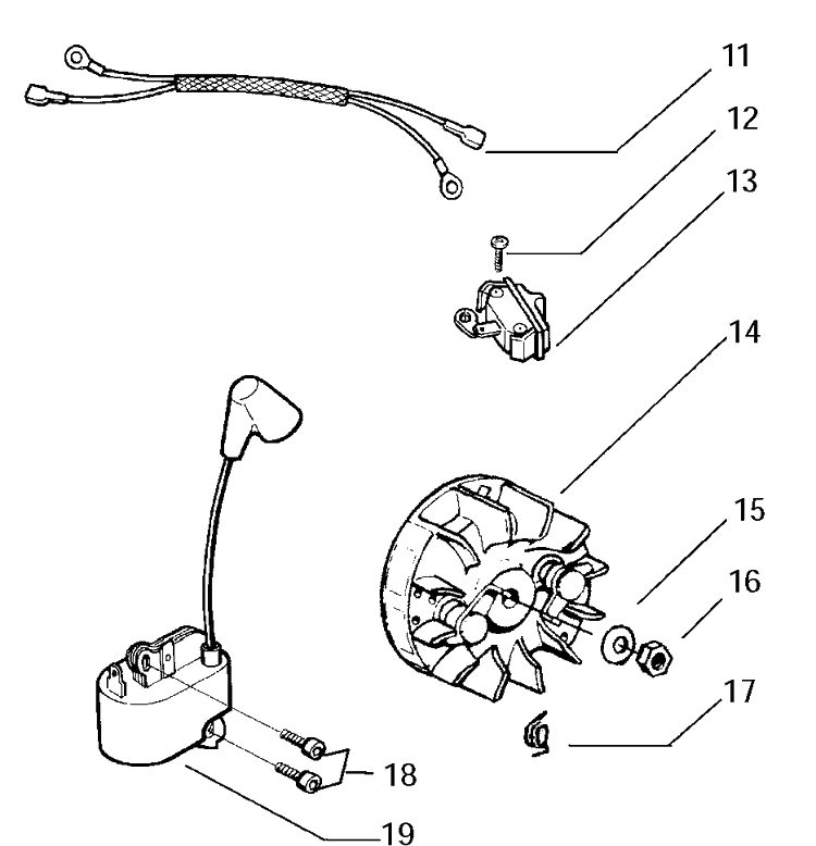Starter Diagram and Parts List for 141 20030100001-20040100000 Husqvarna Chainsaw