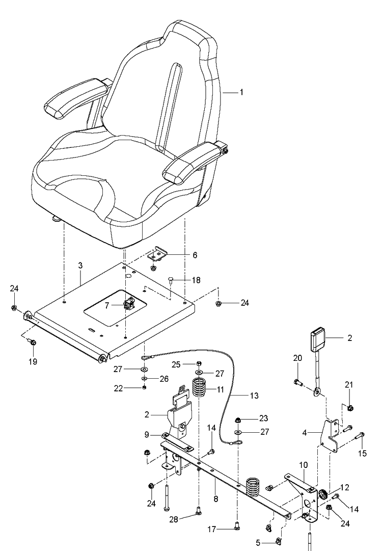 Seat Diagram and Parts List for MZ54 (96795370200)(2018-08) Husqvarna Lawn Mower
