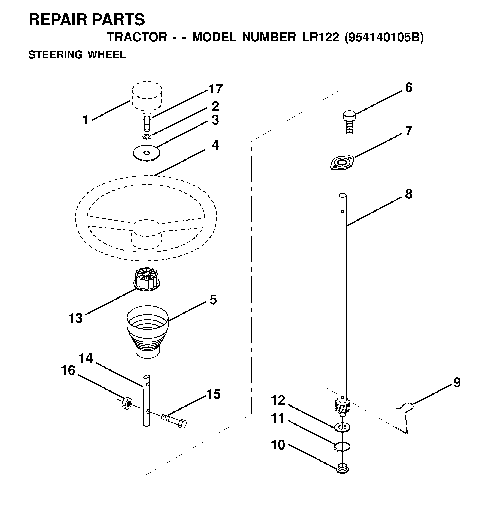 Steering Diagram and Parts List for LR122 (954140105B)(2000-01) Husqvarna Lawn Tractor