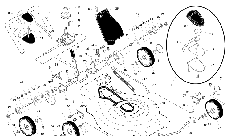 Drive Assembly Diagram and Parts List for 5521RS (96143000200)(2005-03) Husqvarna Lawn Mower