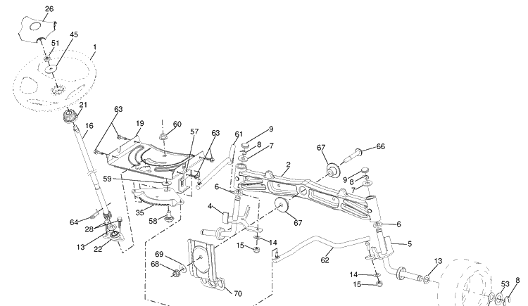 Steering Assembly Diagram and Parts List for LGTH2454 (289580)(2010-03) Husqvarna Lawn Mower