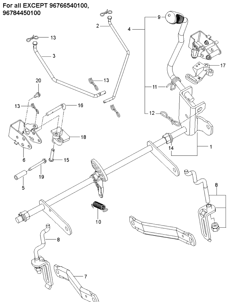 Mower Lift / Deck Lift 2 Diagram and Parts List for Z246  Husqvarna Lawn Mower