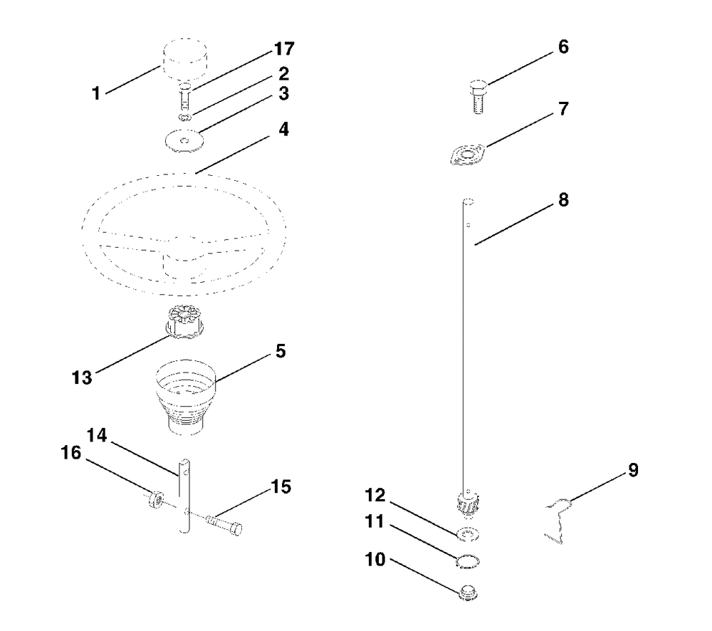 Steering Wheel Diagram and Parts List for LT125 (954170001-C)(1998-10) Husqvarna Lawn Tractor