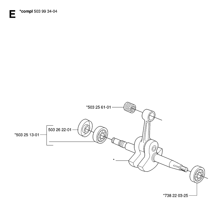 Crankshaft Diagram and Parts List for 385XP 20064000001-Current Husqvarna Chainsaw