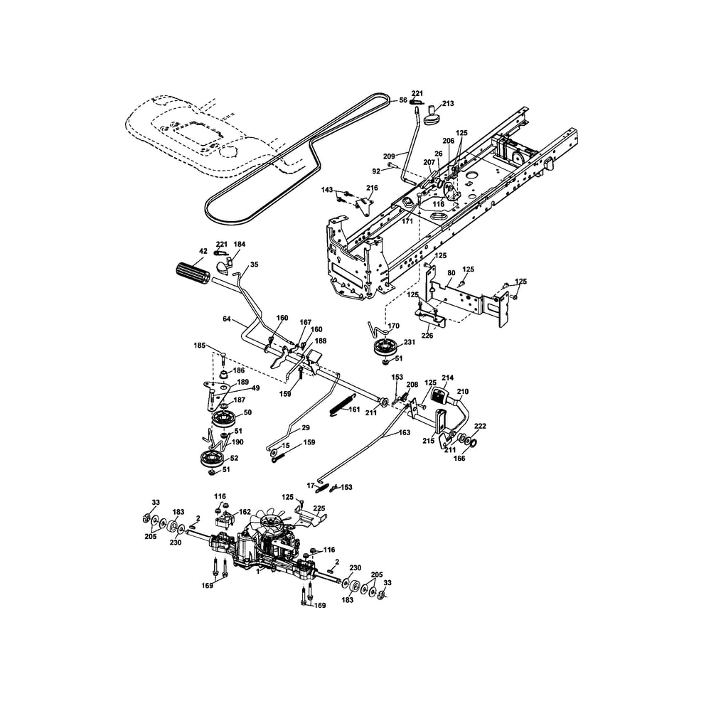 Drive Diagram and Parts List for YTH2246-917287541  Husqvarna Lawn Tractor