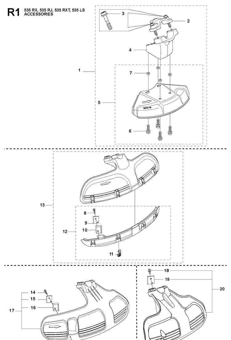 Accessories Diagram and Parts List for 535RJ  Husqvarna Brush Cutter