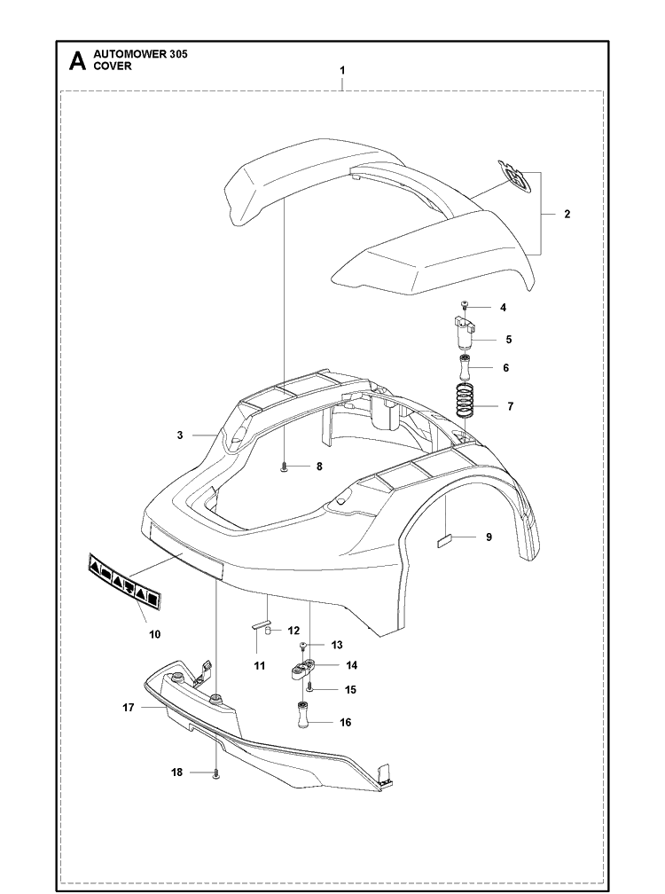 Cover Diagram and Parts List for 305 2013-01 Husqvarna Lawn Mower