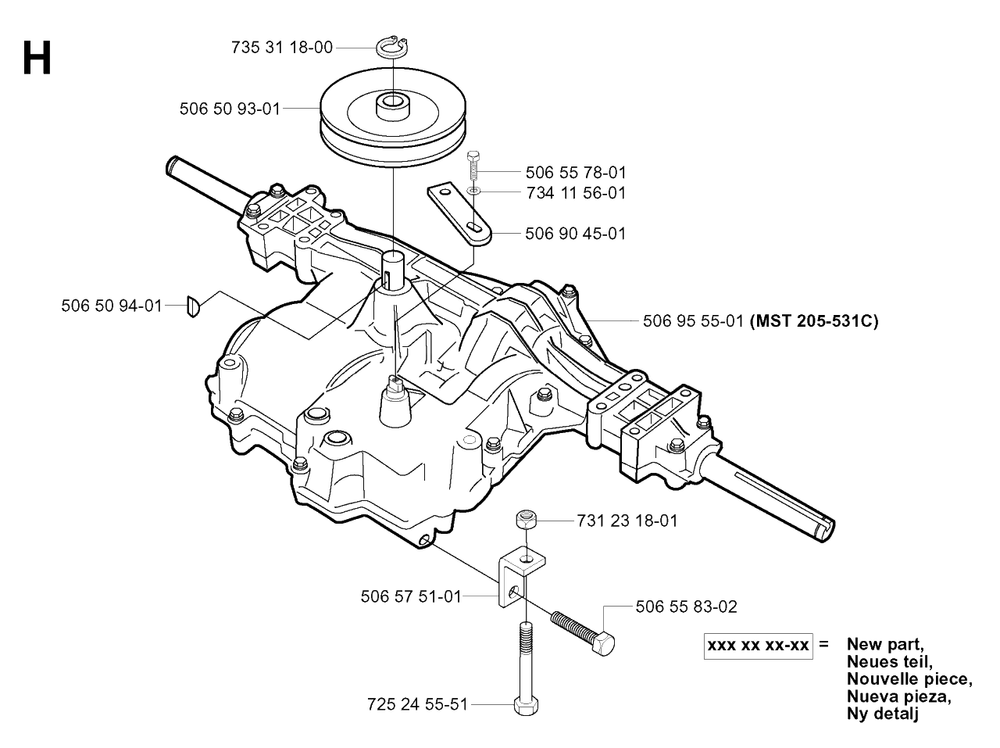 Transmission Diagram and Parts List for R11 (953519401)(2006-01) Husqvarna Lawn Tractor