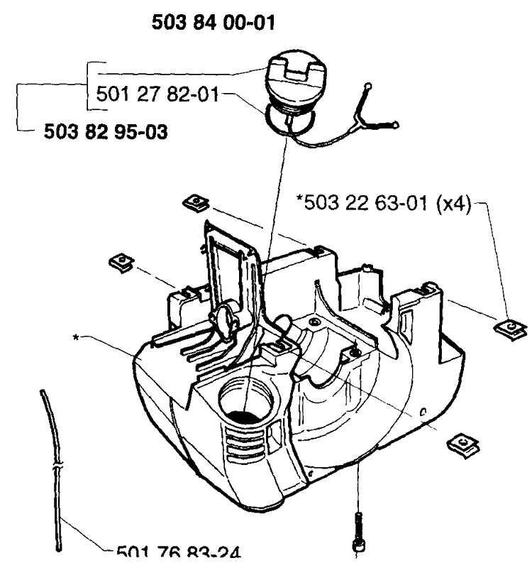 Fuel Tank Diagram and Parts List for 232RL 1997-02 Husqvarna Brush Cutter