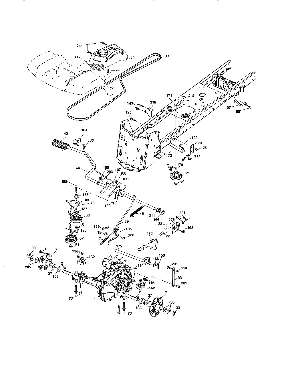 Drive Diagram and Parts List for 917279260  Husqvarna Lawn Tractor