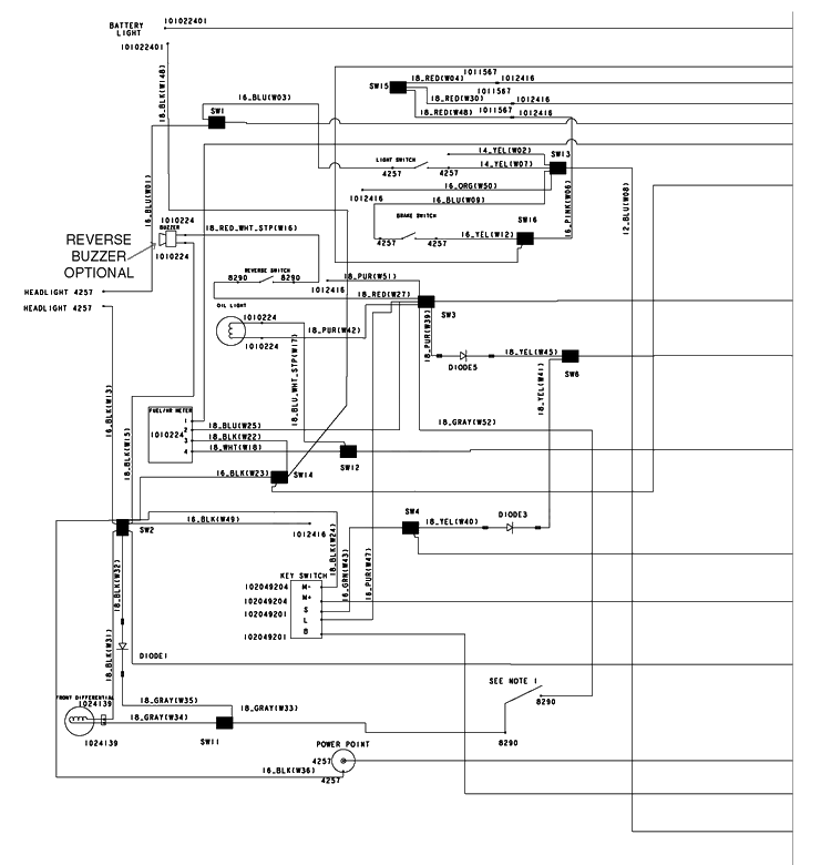 Wiring- Gasoline Vehicles, Single Pieces Image 1 Diagram and Parts List for HUV4421GXP 2009 Husqvarna Lawn Tractor