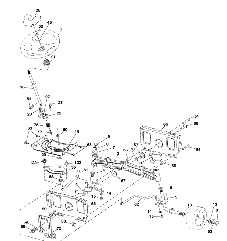 Steering Diagram and Parts List for TS242 (96043030600)(2019-07) Husqvarna Lawn Tractor