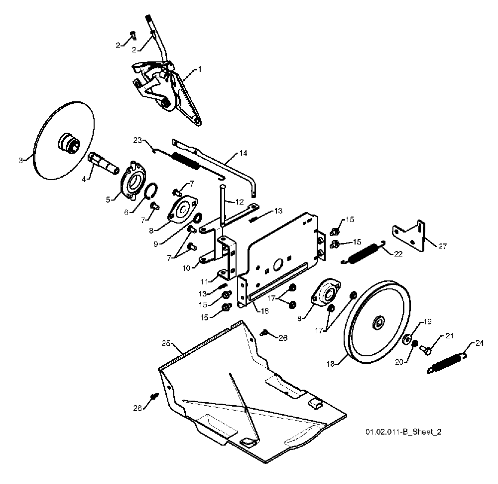 Drive Diagram and Parts List for 12527SB96193005600 2010-07 Husqvarna Snow Blower
