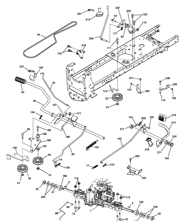 Drive Diagram and Parts List for YTH22V46 (96043025700)(2017-09) Husqvarna Lawn Tractor