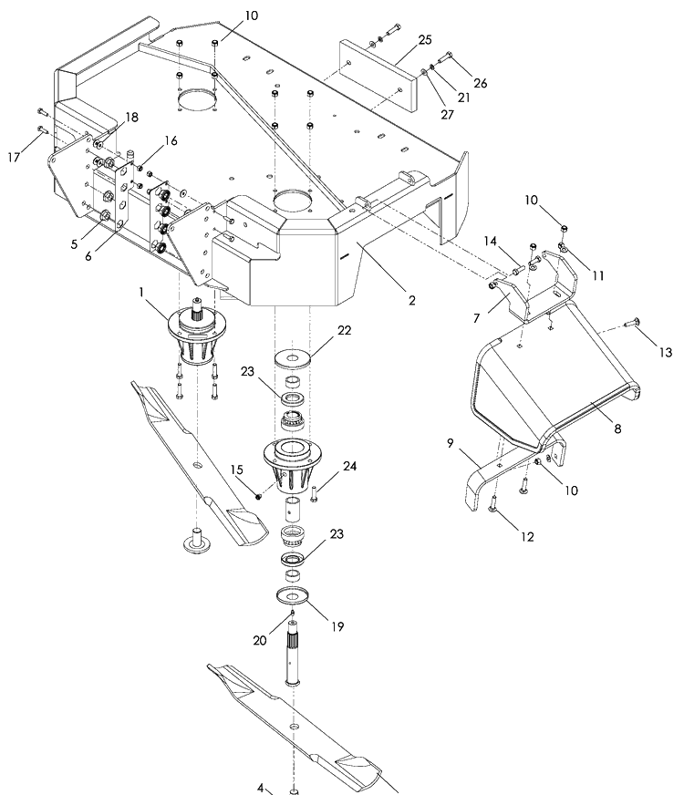 Lower Deck 1 Diagram and Parts List for WH5217 (966947003)(2008-10) Husqvarna Lawn Mower