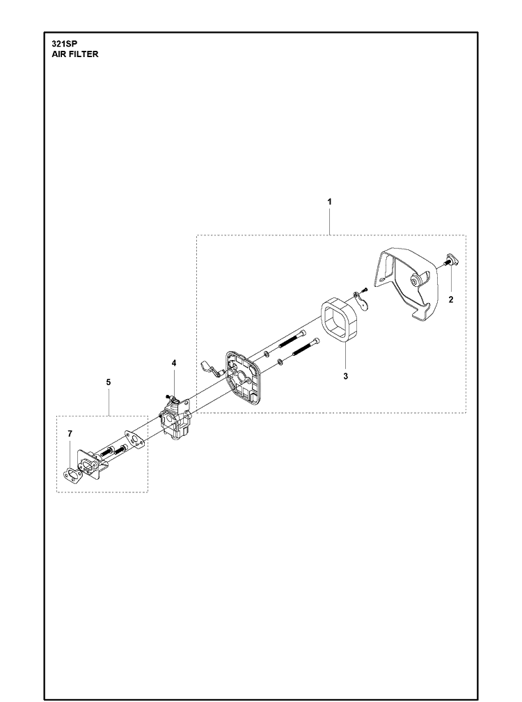 Air Filter Diagram and Parts List for 321SP  Husqvarna Sprayer