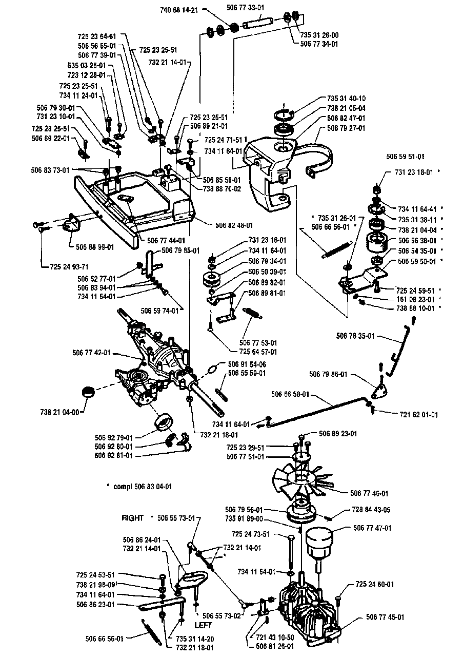 Frame, Steering And Ignition Assembly Diagram and Parts List for R1000 1995-03 Husqvarna Lawn Tractor