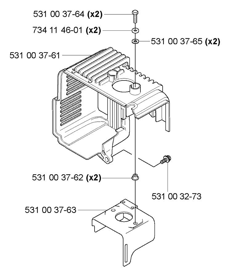 Housing Diagram and Parts List for 165BT 2005-08 Husqvarna Leaf Blower / Vacuum