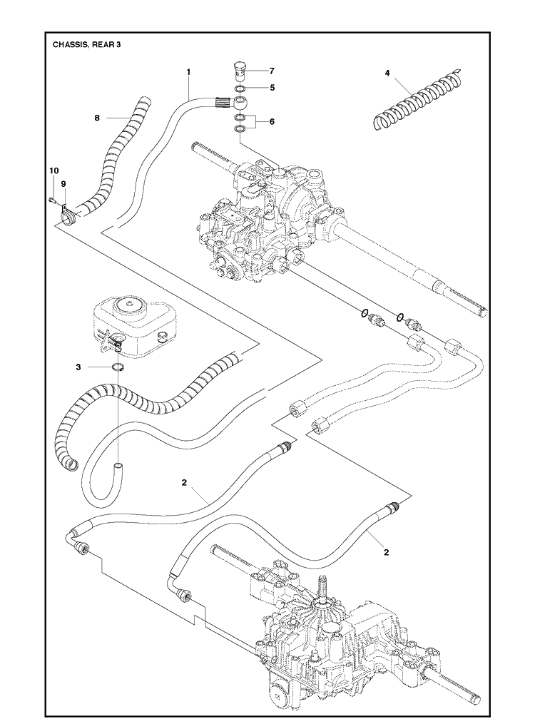 Chassis Rear 3 Diagram and Parts List for R216T AWD Husqvarna Lawn Mower