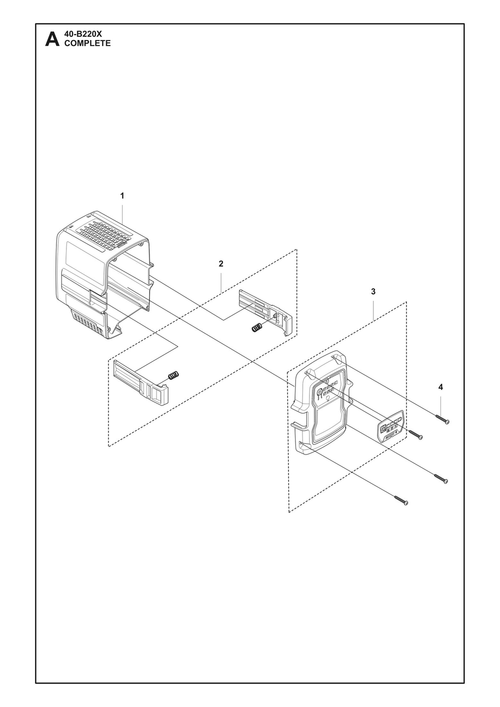 Complete Product Diagram and Parts List for 40-B220X  Husqvarna Charger