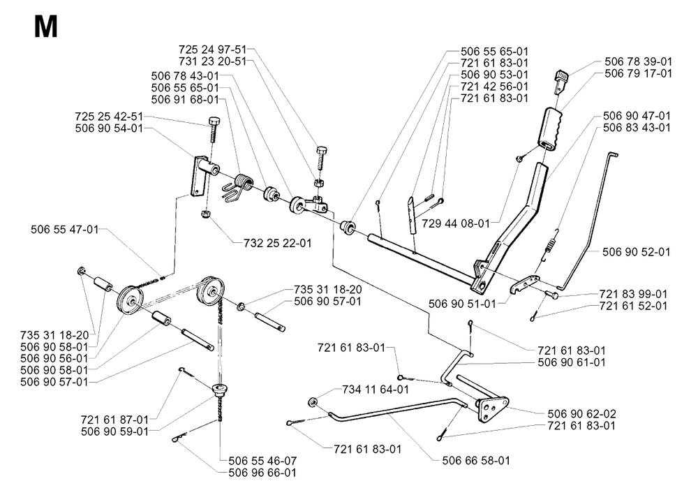 Controls Diagram and Parts List for R11 2001-01 Husqvarna Lawn Tractor