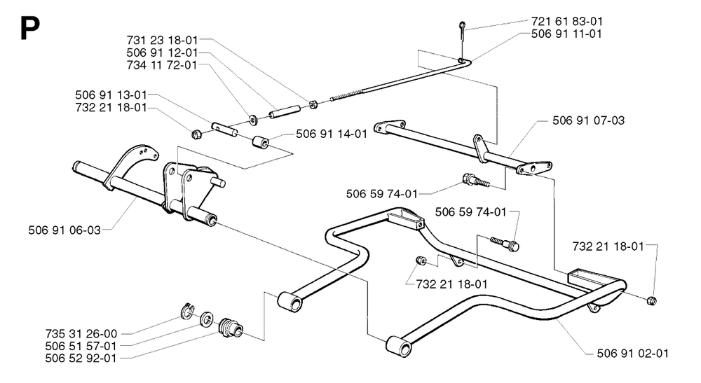 Frame Diagram and Parts List for R11 2002-02 Husqvarna Lawn Tractor