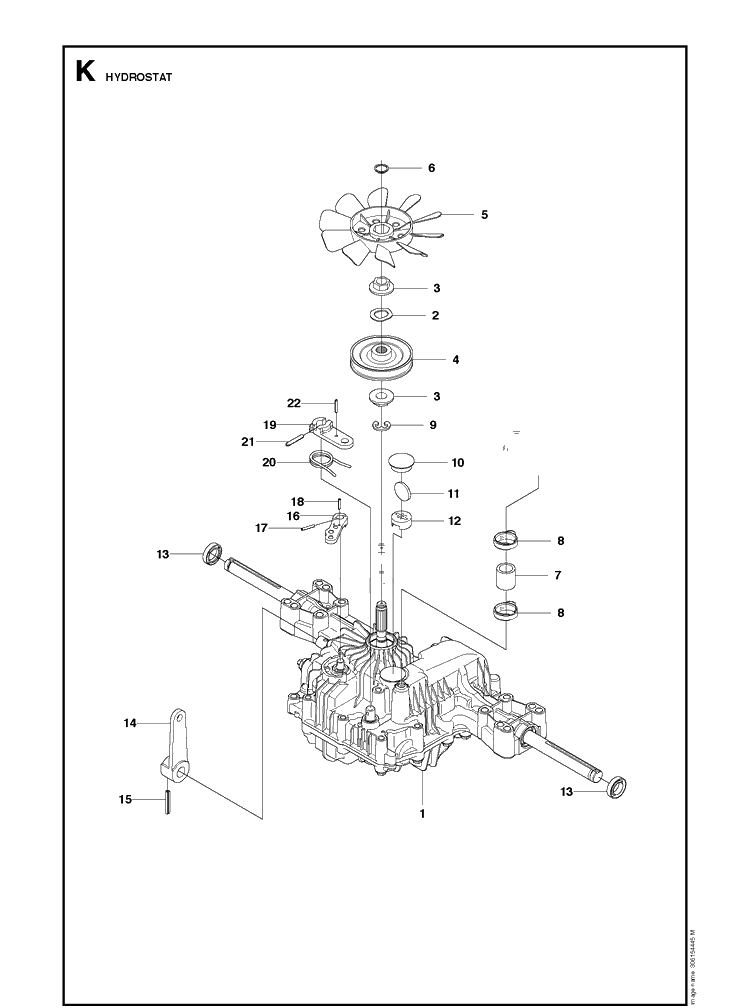 Transmission Diagram and Parts List for R316T  Husqvarna Lawn Mower